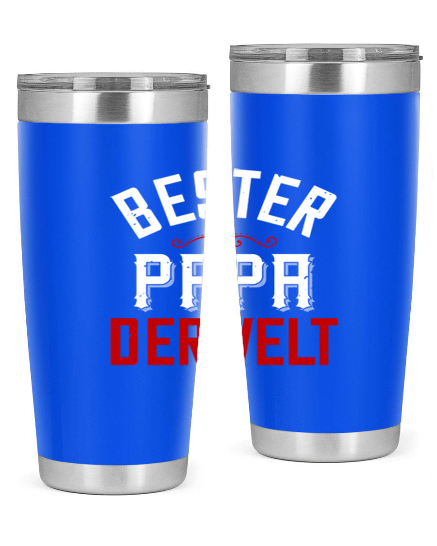 Bester Papa 46# 20oz tumbler featuring a stylish design, double wall vacuum insulation, and a drink-thru lid, perfect for hot and cold beverages.