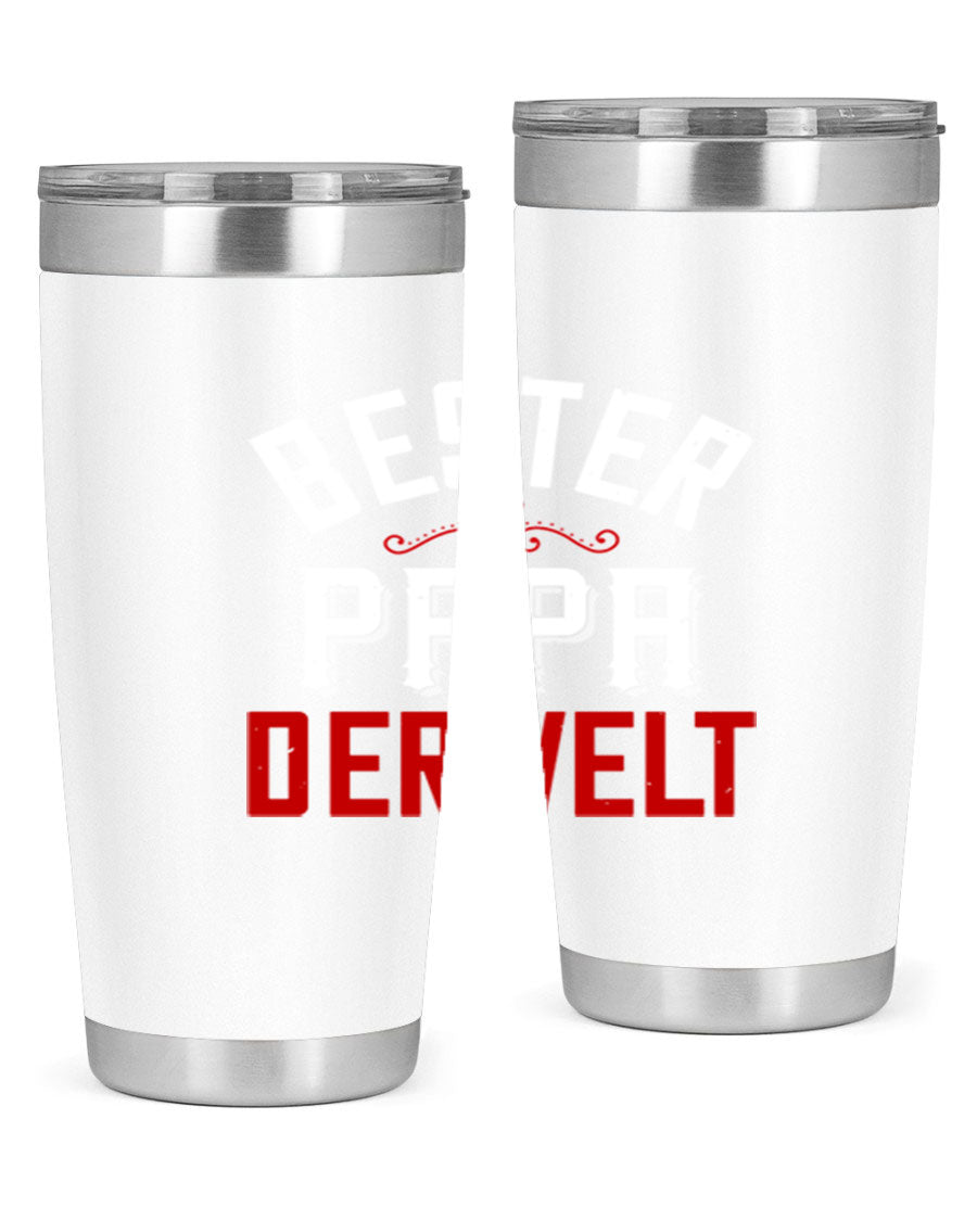 Bester Papa 46# 20oz tumbler featuring a stylish design, double wall vacuum insulation, and a drink-thru lid, perfect for hot and cold beverages.