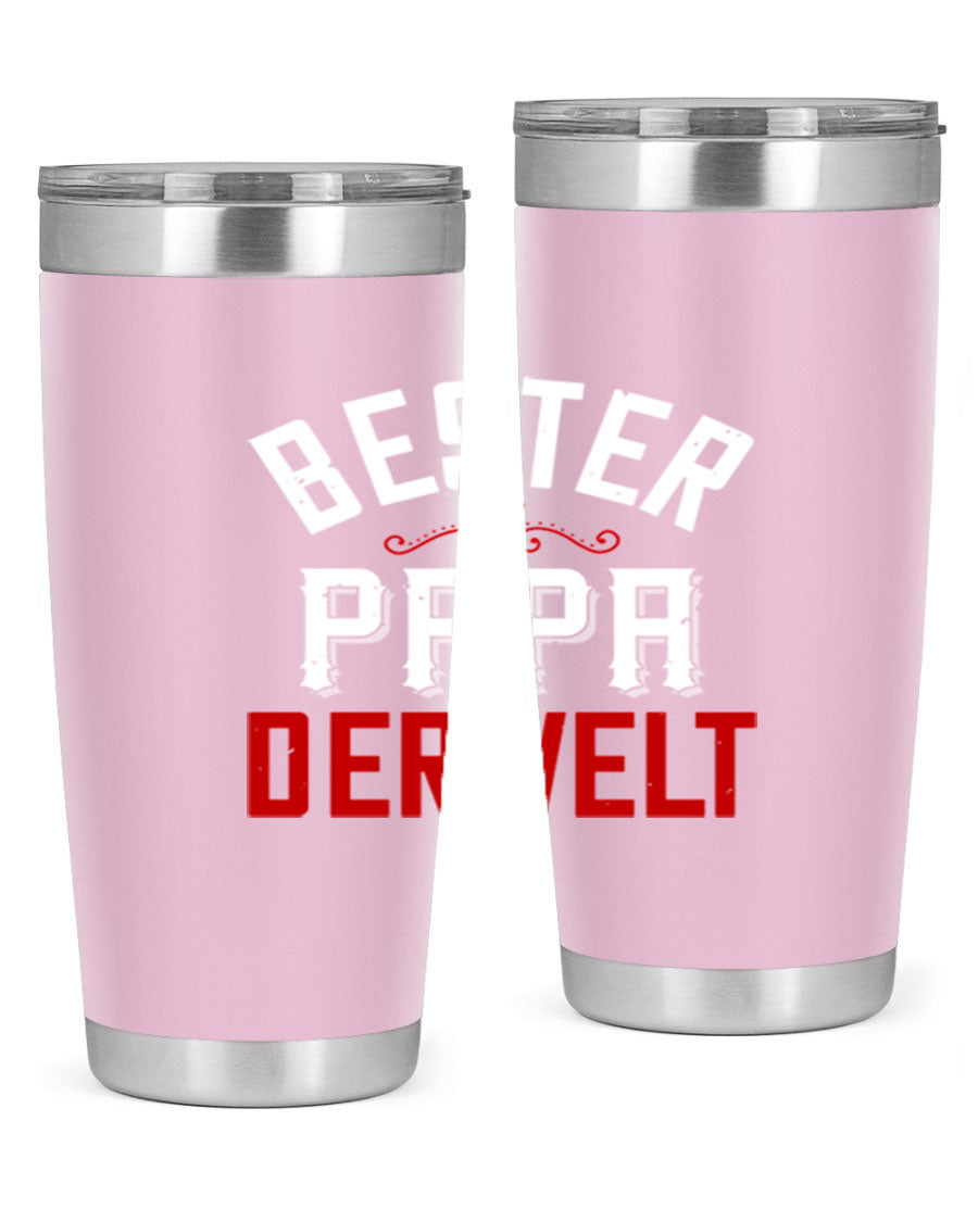 Bester Papa 46# 20oz tumbler featuring a stylish design, double wall vacuum insulation, and a drink-thru lid, perfect for hot and cold beverages.