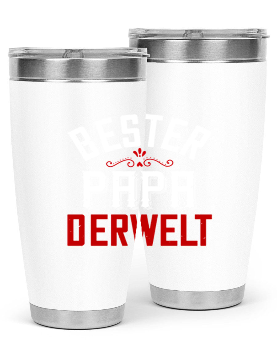 Bester Papa 46# 20oz tumbler featuring a stylish design, double wall vacuum insulation, and a drink-thru lid, perfect for hot and cold beverages.