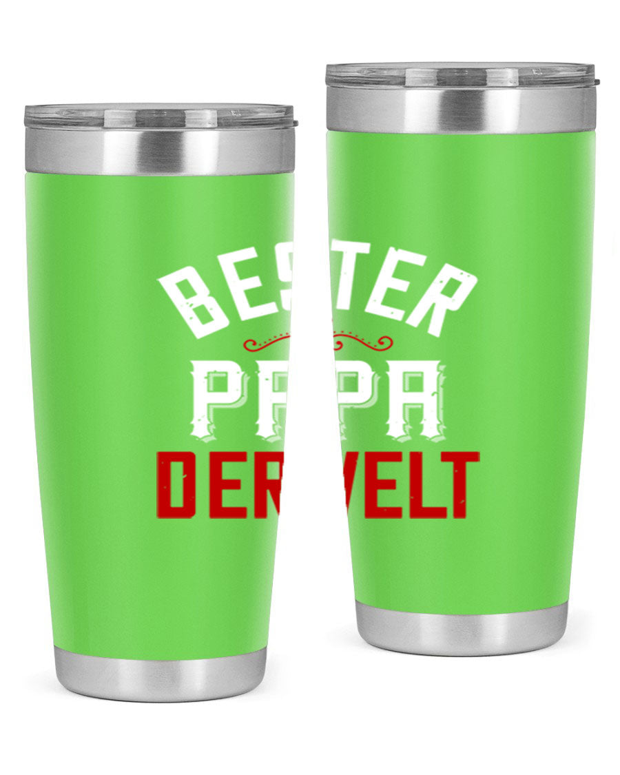 Bester Papa 46# 20oz tumbler featuring a stylish design, double wall vacuum insulation, and a drink-thru lid, perfect for hot and cold beverages.