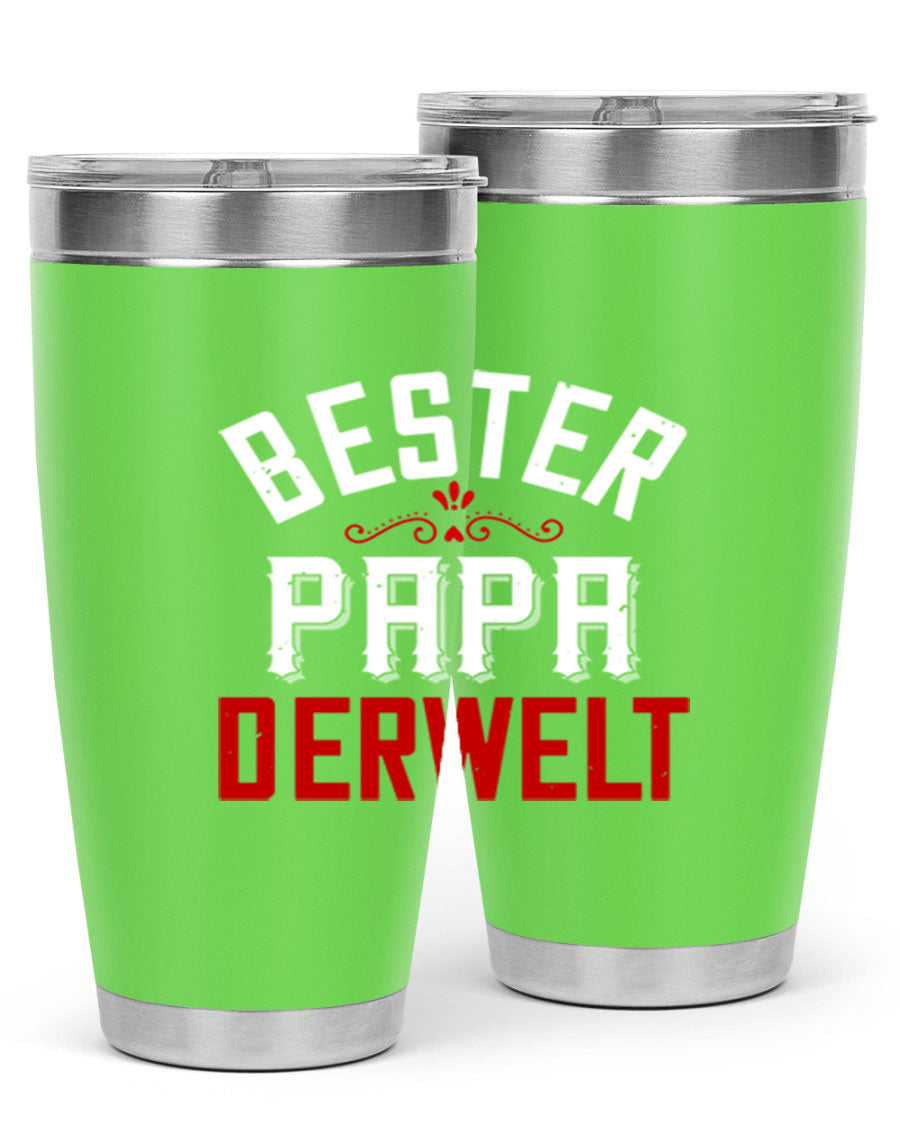 Bester Papa 46# 20oz tumbler featuring a stylish design, double wall vacuum insulation, and a drink-thru lid, perfect for hot and cold beverages.