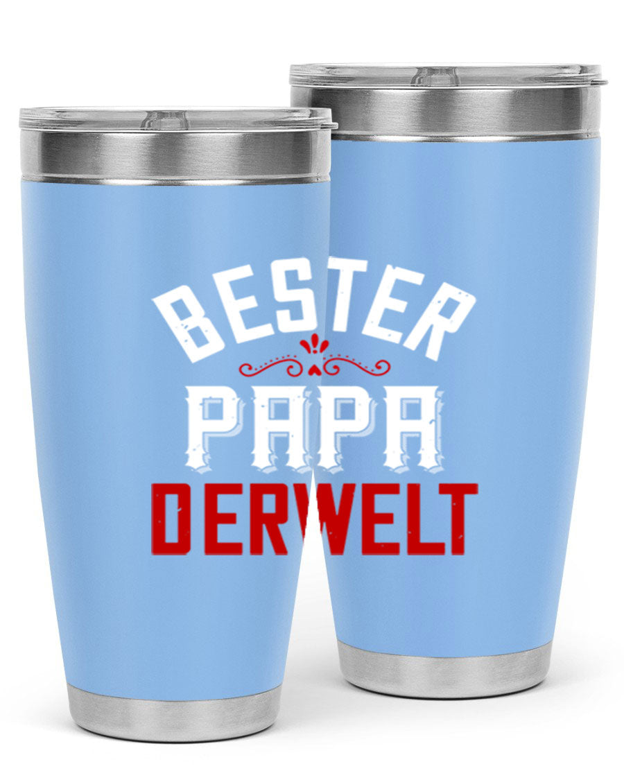 Bester Papa 46# 20oz tumbler featuring a stylish design, double wall vacuum insulation, and a drink-thru lid, perfect for hot and cold beverages.