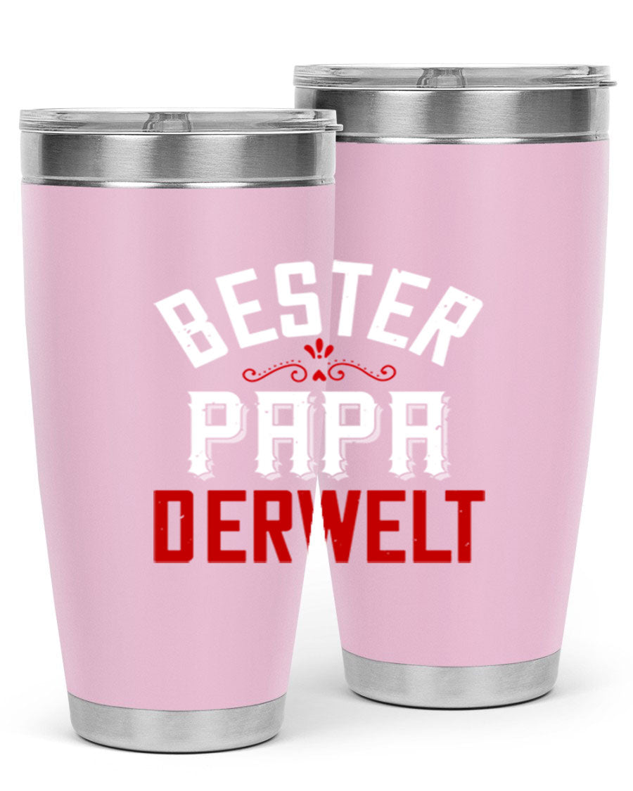 Bester Papa 46# 20oz tumbler featuring a stylish design, double wall vacuum insulation, and a drink-thru lid, perfect for hot and cold beverages.