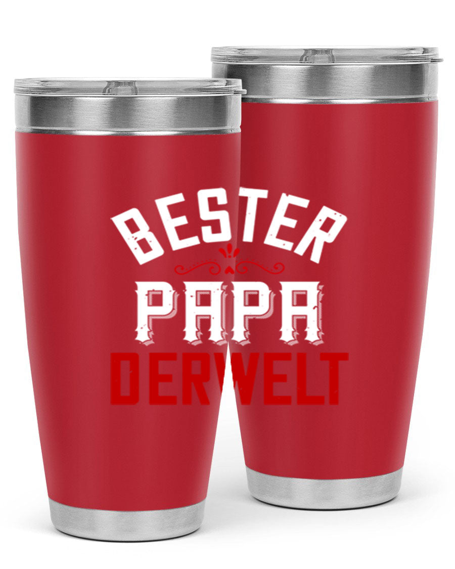 Bester Papa 46# 20oz tumbler featuring a stylish design, double wall vacuum insulation, and a drink-thru lid, perfect for hot and cold beverages.