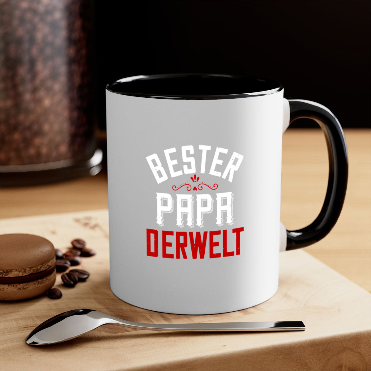 Bester papa 46# Mug featuring a two-tone design with a colored handle and glossy finish, perfect for coffee and tea lovers.