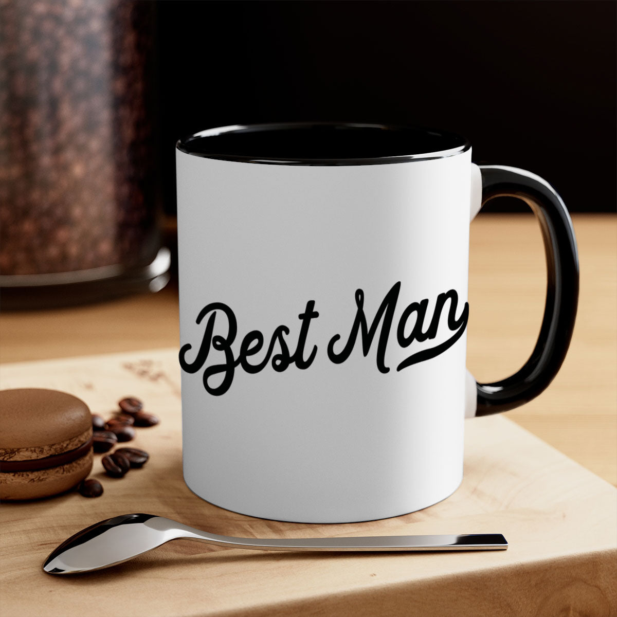 bestman 4# Mug featuring a glossy finish with a colored handle and interior, available in multiple colors and sizes.