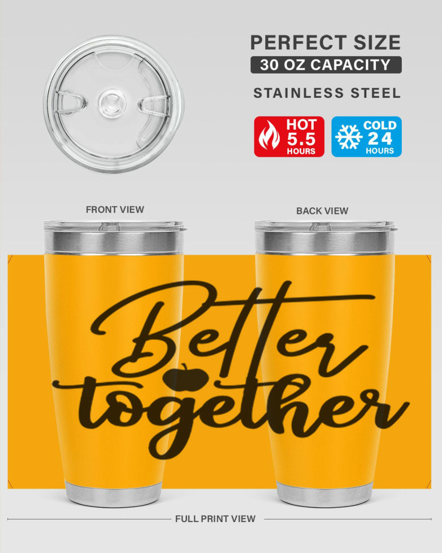 Better Together 20oz Tumbler made of stainless steel with a sleek design, featuring a drink-thru lid and copper lining.