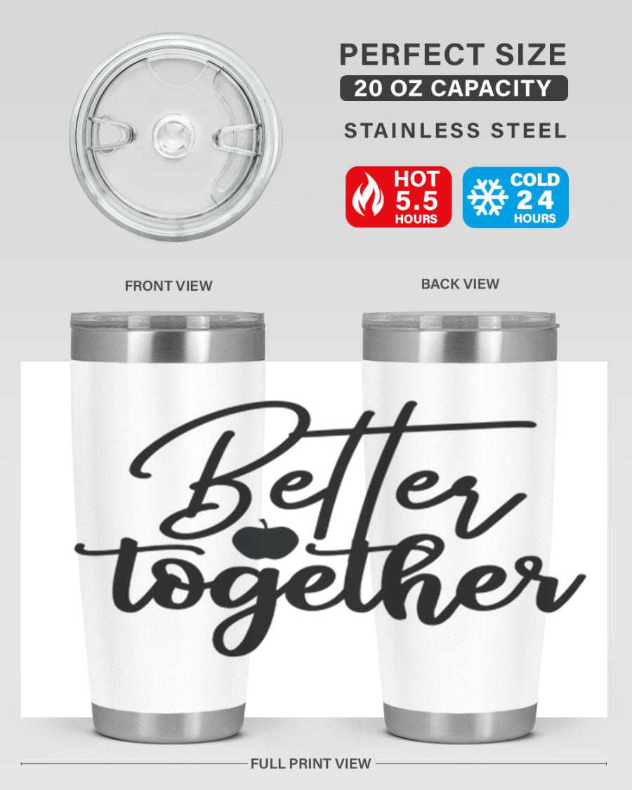 Better Together 20oz Tumbler made of stainless steel with a sleek design, featuring a drink-thru lid and copper lining.