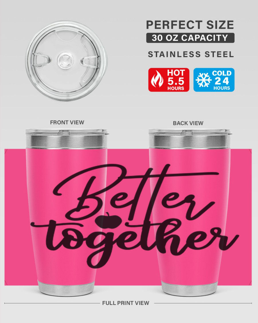 Better Together 20oz Tumbler made of stainless steel with a sleek design, featuring a drink-thru lid and copper lining.