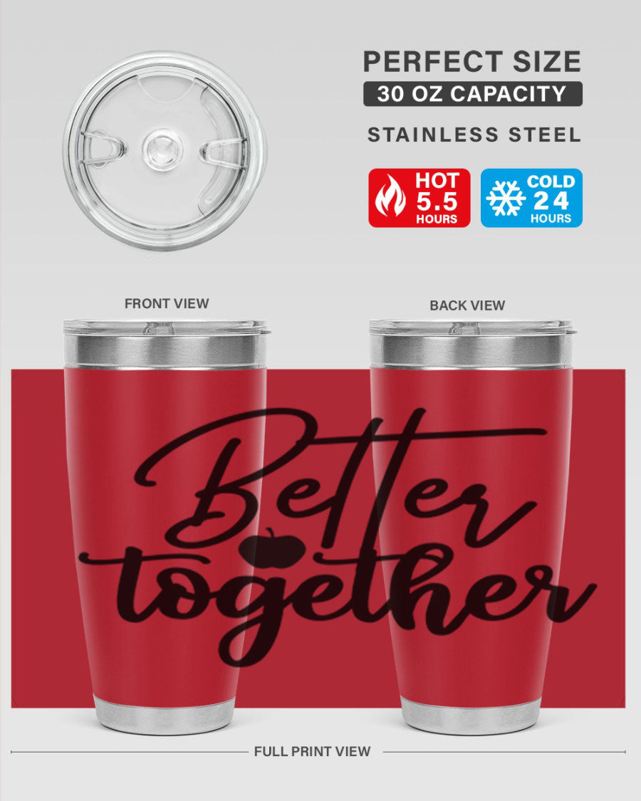 Better Together 20oz Tumbler made of stainless steel with a sleek design, featuring a drink-thru lid and copper lining.