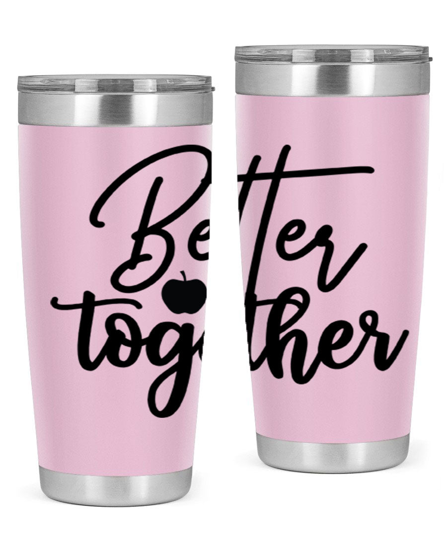 Better Together 20oz Tumbler made of stainless steel with a sleek design, featuring a drink-thru lid and copper lining.