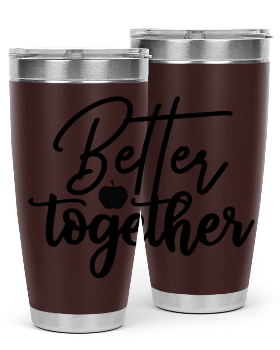 Better Together 20oz Tumbler made of stainless steel with a sleek design, featuring a drink-thru lid and copper lining.