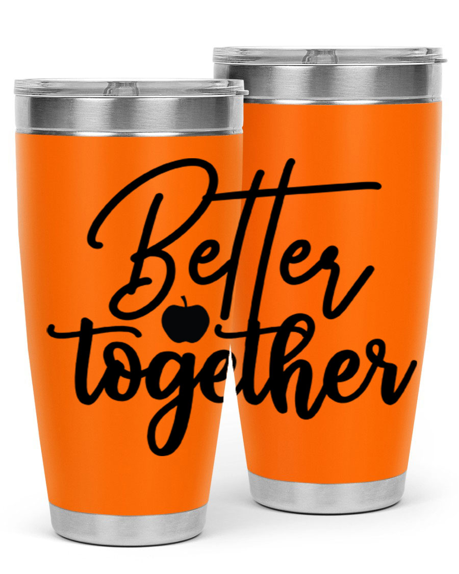 Better Together 20oz Tumbler made of stainless steel with a sleek design, featuring a drink-thru lid and copper lining.