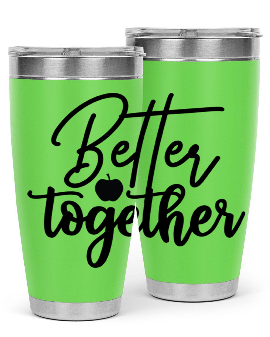 Better Together 20oz Tumbler made of stainless steel with a sleek design, featuring a drink-thru lid and copper lining.