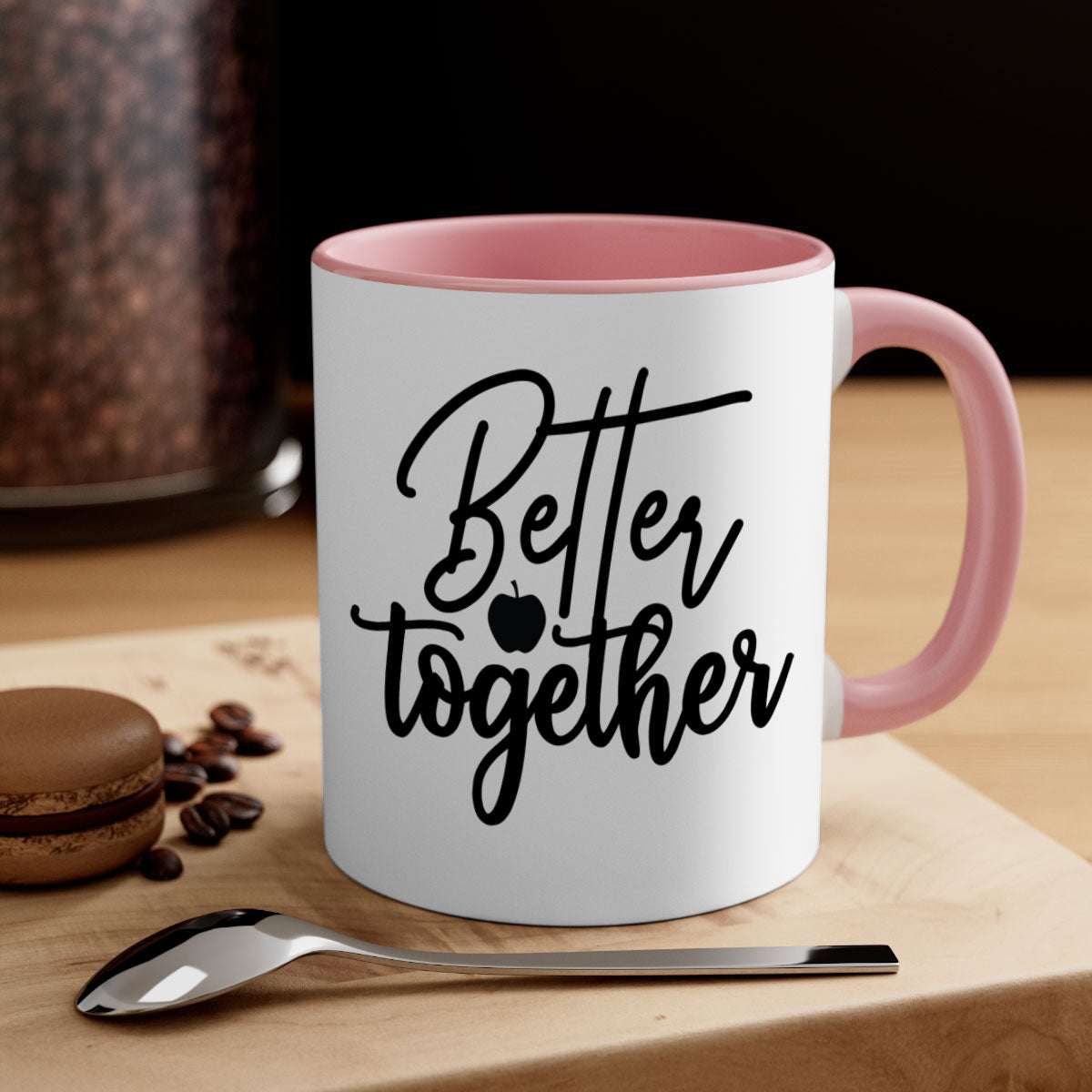 Better Together 1# Kitchen Mug featuring a glossy finish, colored handle, and interior in five vibrant colors.