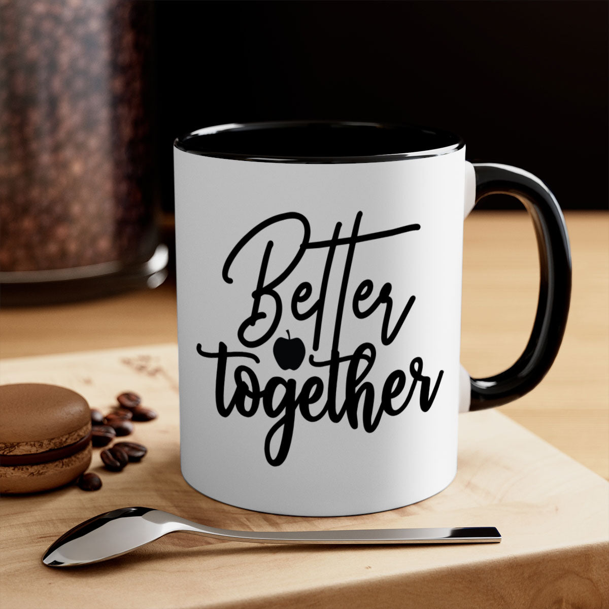 Better Together 1# Kitchen Mug featuring a glossy finish, colored handle, and interior in five vibrant colors.