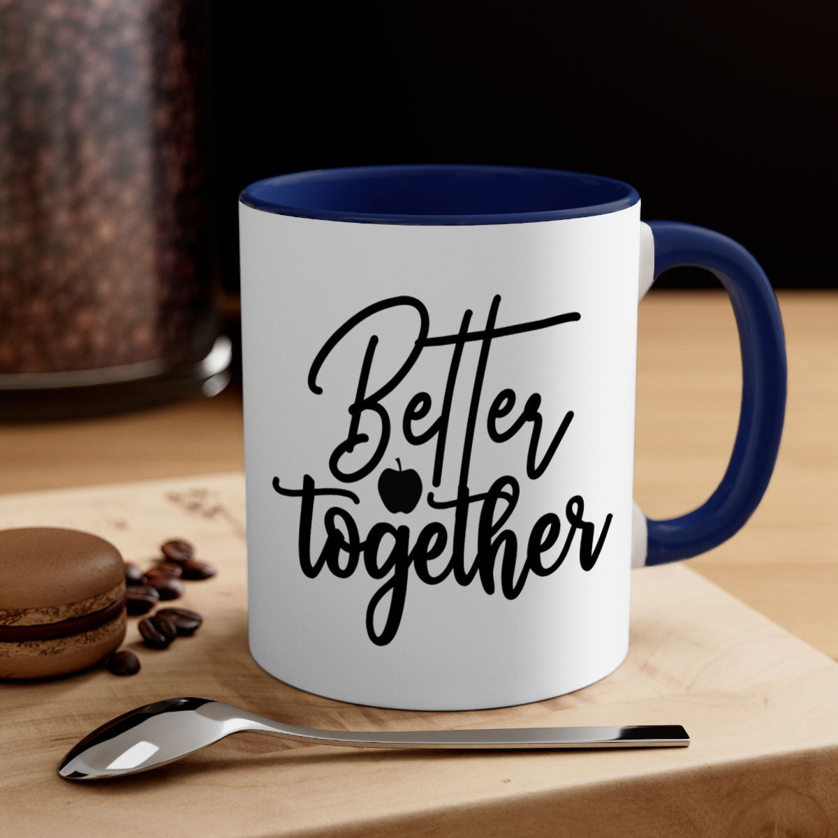 Better Together 1# Kitchen Mug featuring a glossy finish, colored handle, and interior in five vibrant colors.