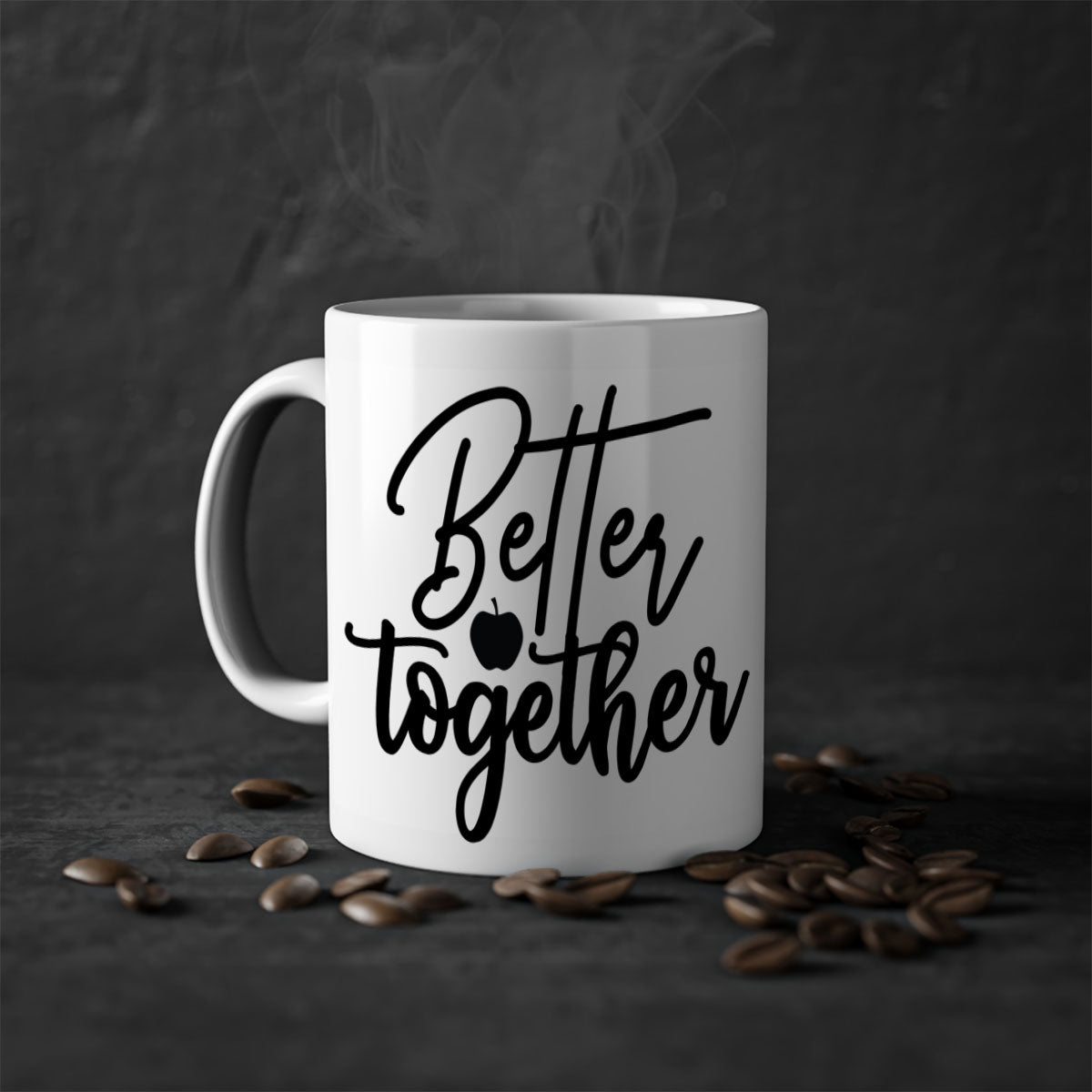 Better Together 1# Kitchen Mug featuring a glossy finish, colored handle, and interior in five vibrant colors.