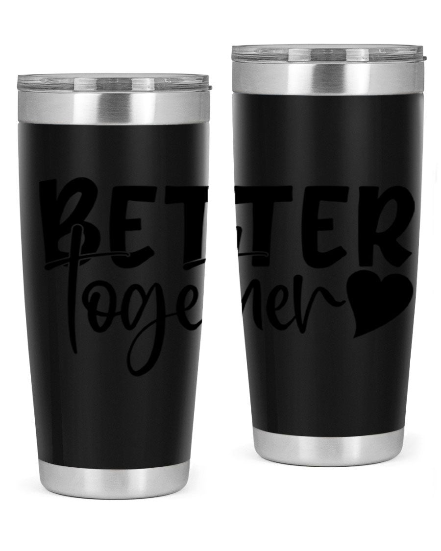 Better Together 20oz Tumbler in stainless steel with a drink-thru lid, showcasing its sleek design and double wall vacuum insulation.