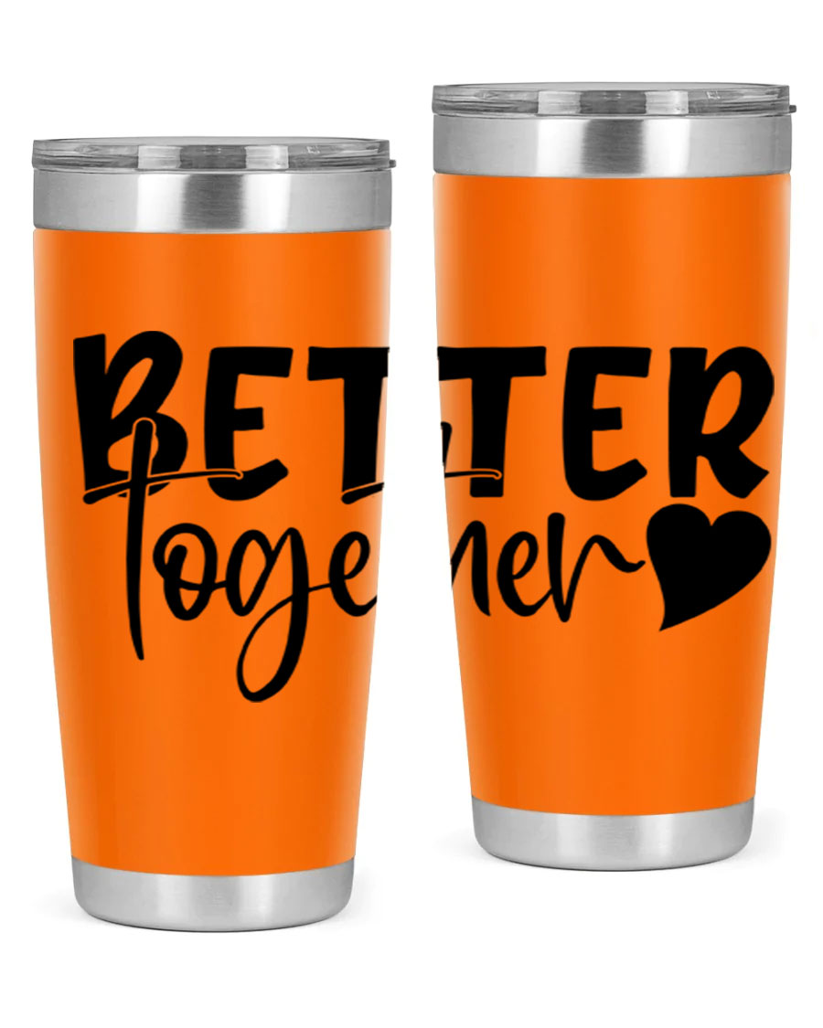 Better Together 20oz Tumbler in stainless steel with a drink-thru lid, showcasing its sleek design and double wall vacuum insulation.