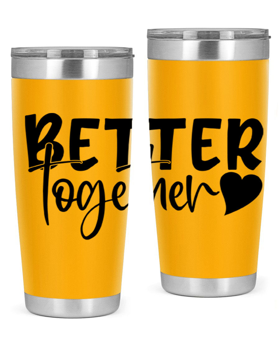 Better Together 20oz Tumbler in stainless steel with a drink-thru lid, showcasing its sleek design and double wall vacuum insulation.