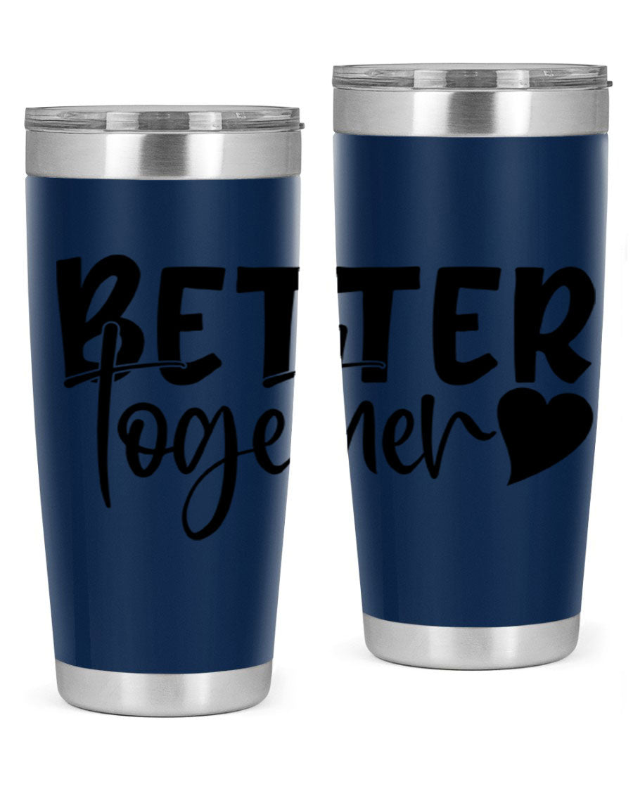 Better Together 20oz Tumbler in stainless steel with a drink-thru lid, showcasing its sleek design and double wall vacuum insulation.