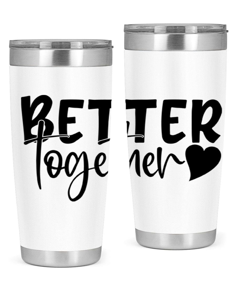 Better Together 20oz Tumbler in stainless steel with a drink-thru lid, showcasing its sleek design and double wall vacuum insulation.