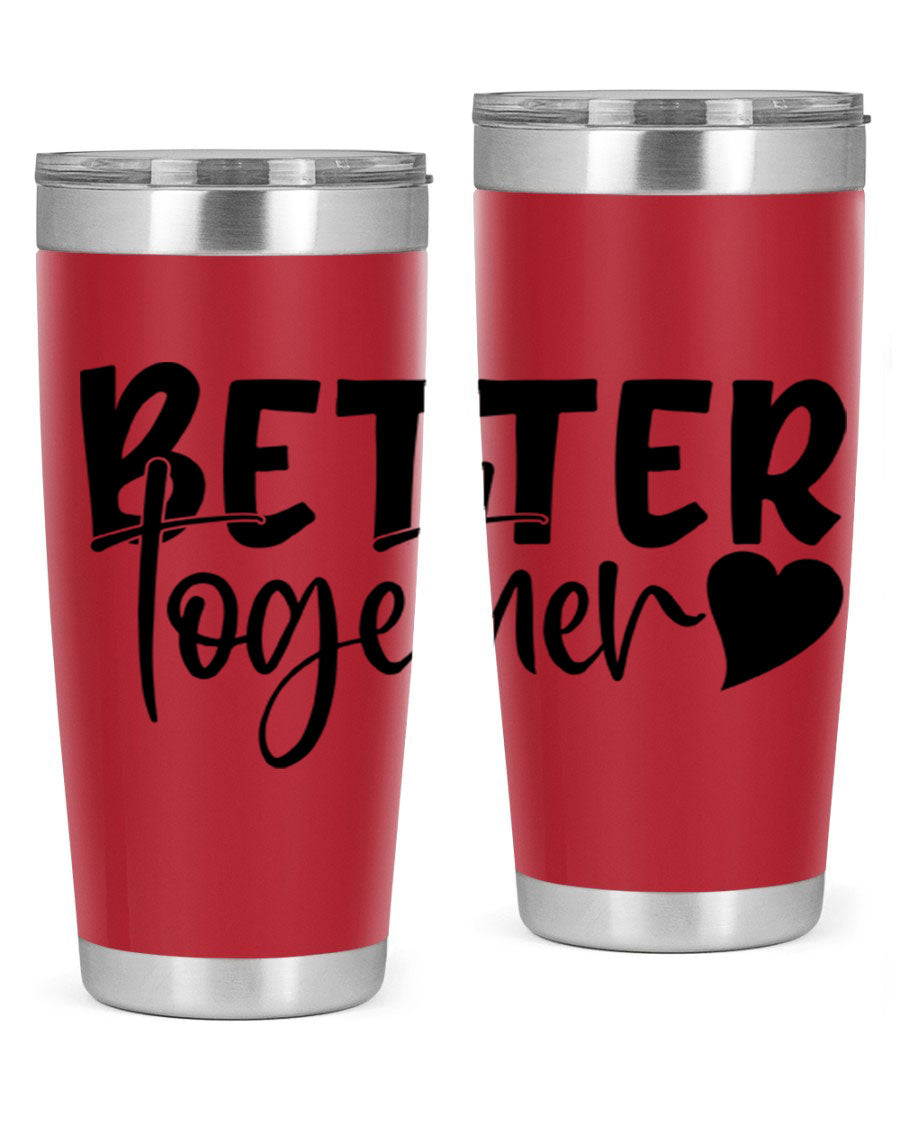 Better Together 20oz Tumbler in stainless steel with a drink-thru lid, showcasing its sleek design and double wall vacuum insulation.