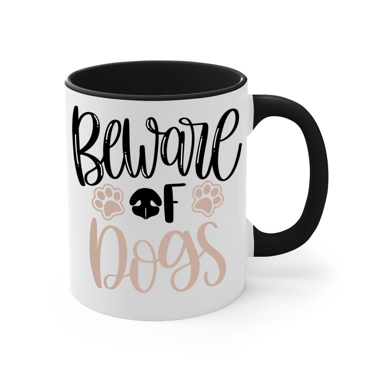 Beware Of Dogs Style 33# Mug featuring a two-tone design with a colored handle and glossy finish, available in multiple colors.