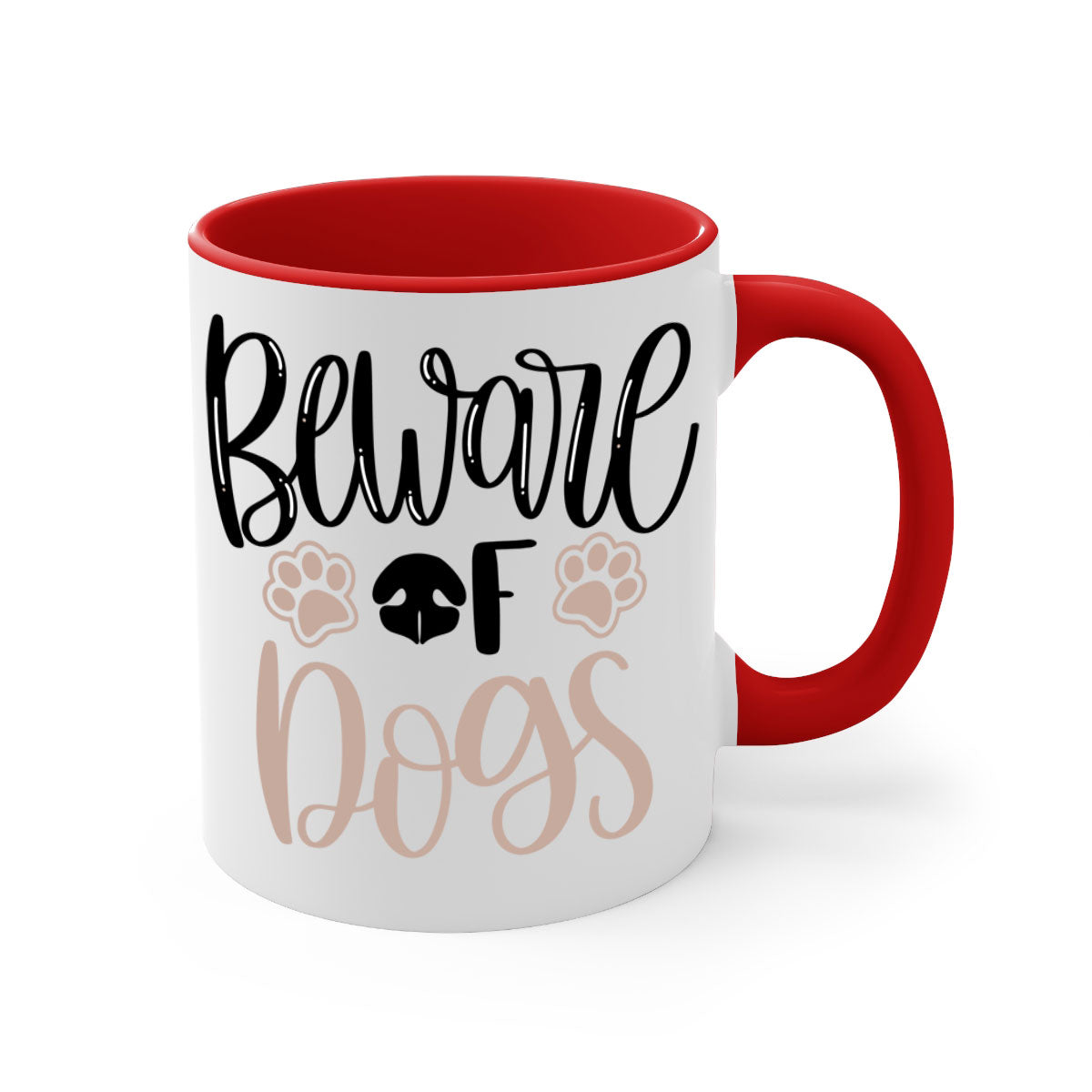 Beware Of Dogs Style 33# Mug featuring a two-tone design with a colored handle and glossy finish, available in multiple colors.