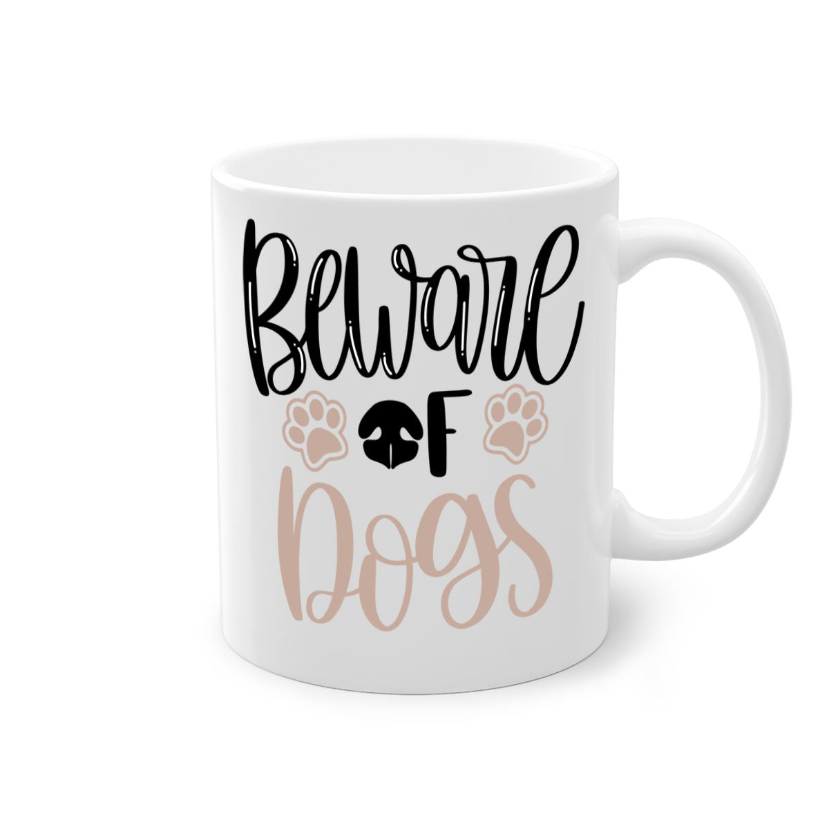 Beware Of Dogs Style 33# Mug featuring a two-tone design with a colored handle and glossy finish, available in multiple colors.