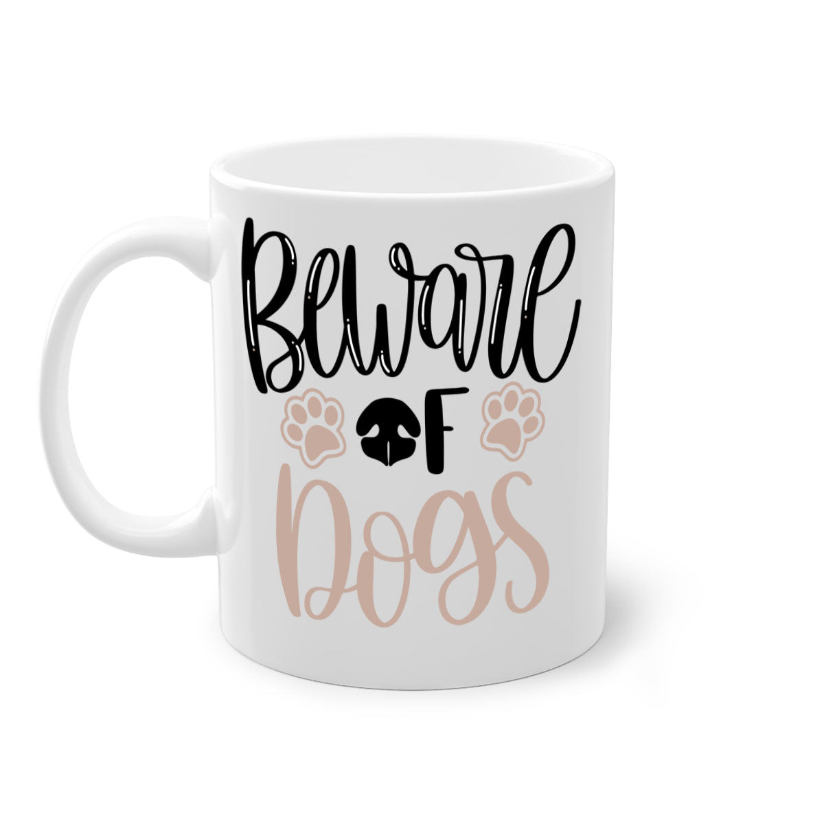 Beware Of Dogs Style 33# Mug featuring a two-tone design with a colored handle and glossy finish, available in multiple colors.