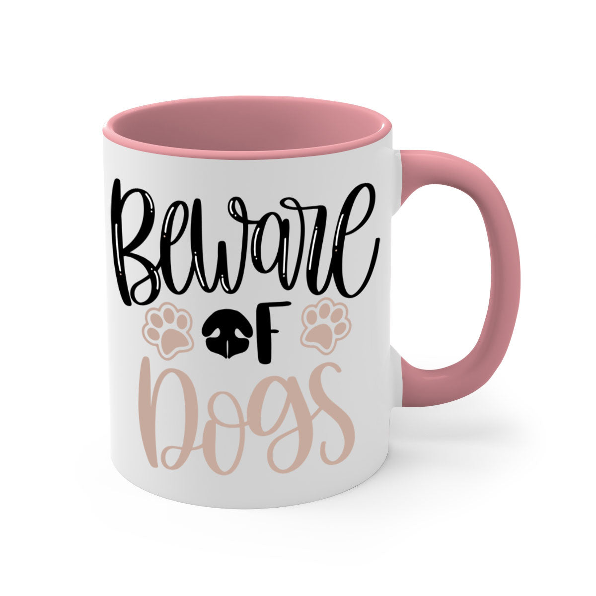 Beware Of Dogs Style 33# Mug featuring a two-tone design with a colored handle and glossy finish, available in multiple colors.