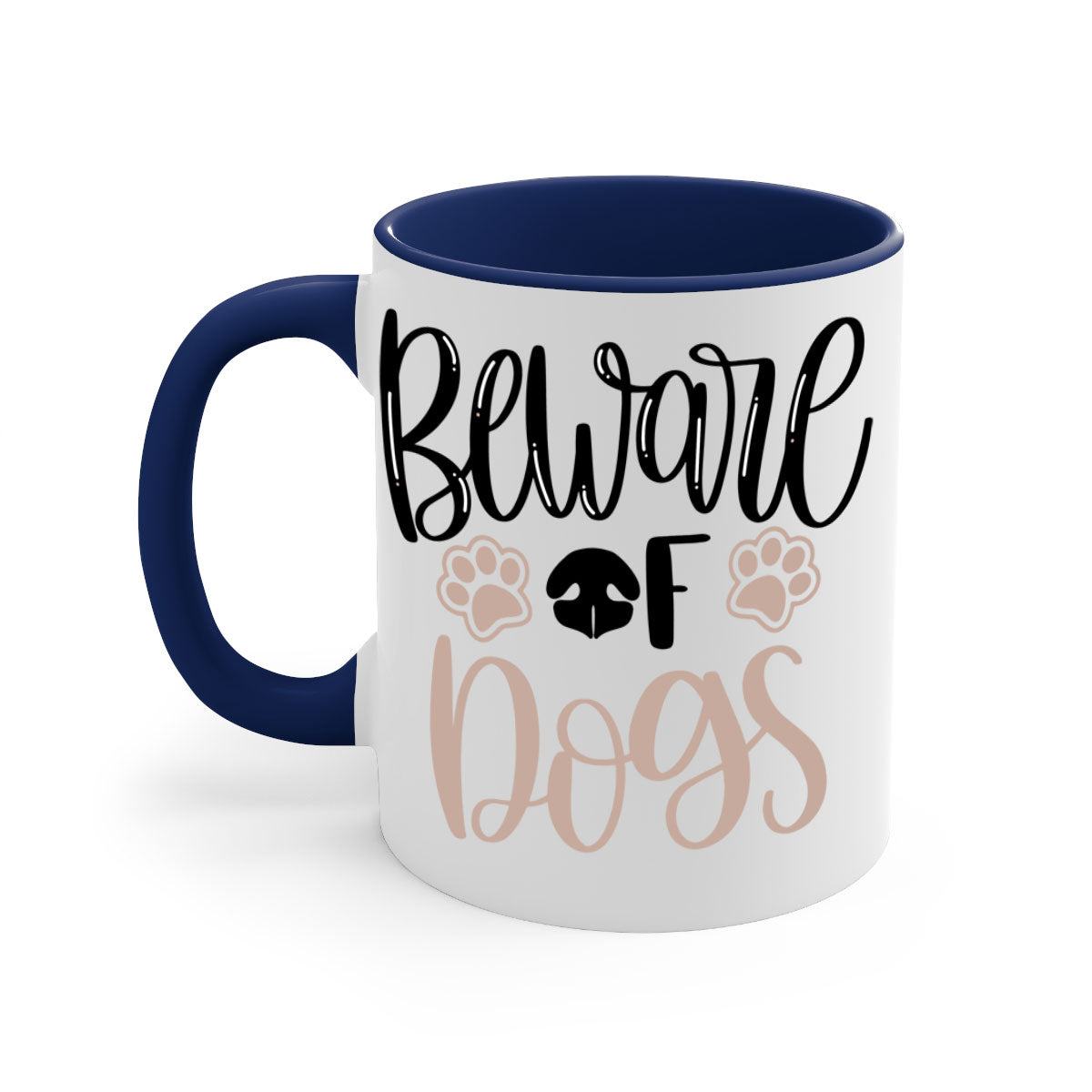 Beware Of Dogs Style 33# Mug featuring a two-tone design with a colored handle and glossy finish, available in multiple colors.