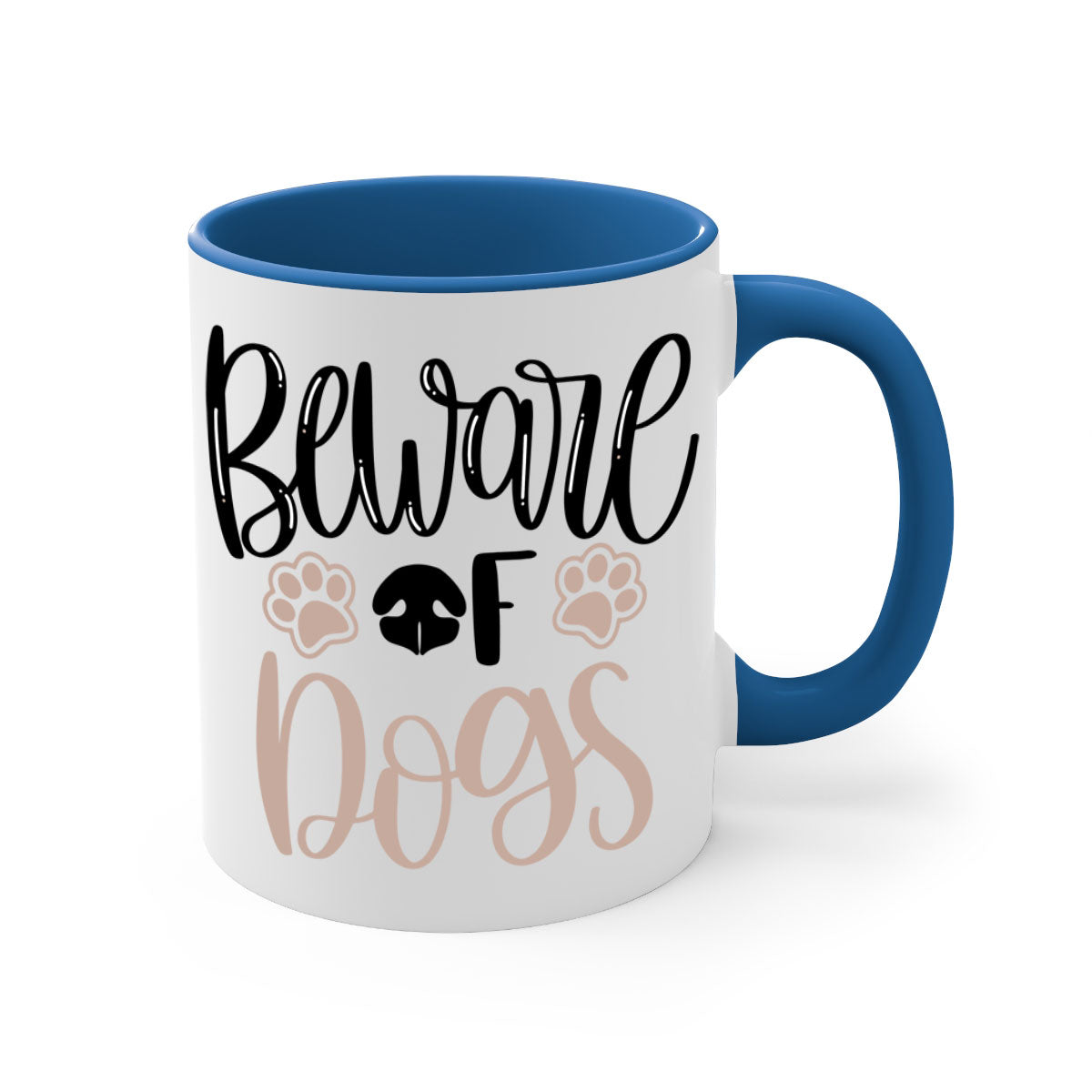 Beware Of Dogs Style 33# Mug featuring a two-tone design with a colored handle and glossy finish, available in multiple colors.