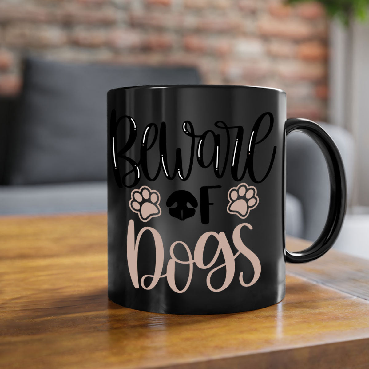 Beware Of Dogs Style 33# Mug featuring a two-tone design with a colored handle and glossy finish, available in multiple colors.