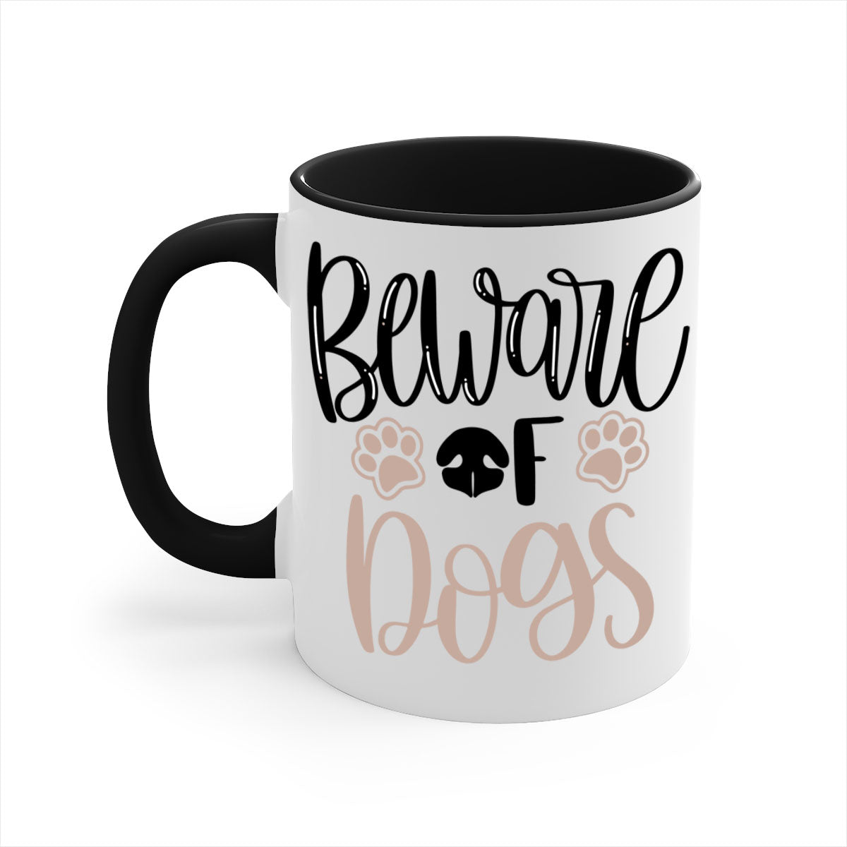 Beware Of Dogs Style 33# Mug featuring a two-tone design with a colored handle and glossy finish, available in multiple colors.