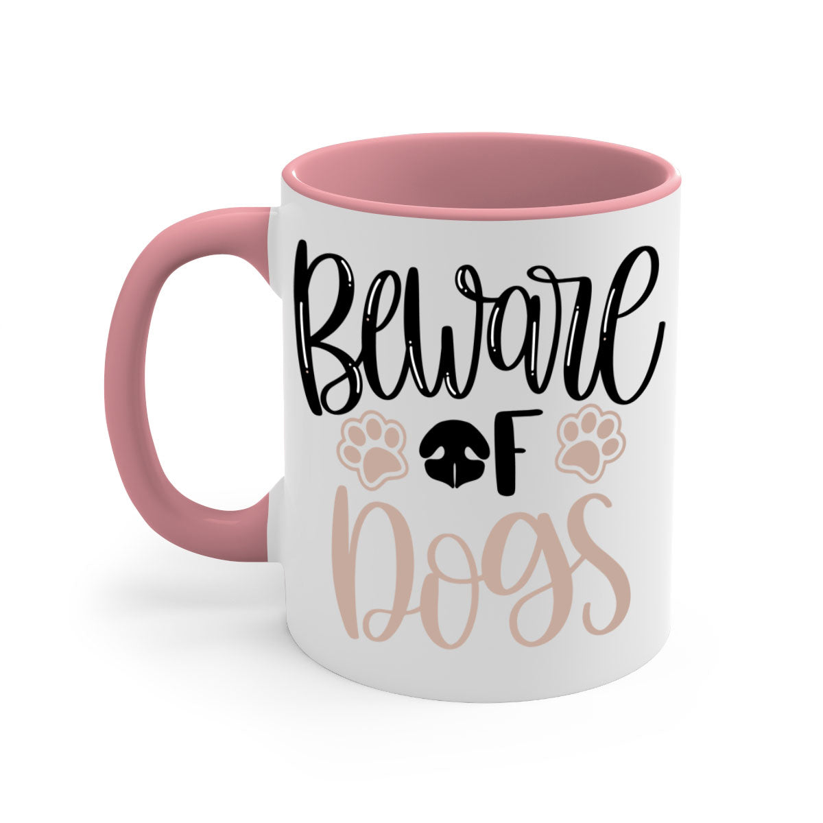 Beware Of Dogs Style 33# Mug featuring a two-tone design with a colored handle and glossy finish, available in multiple colors.