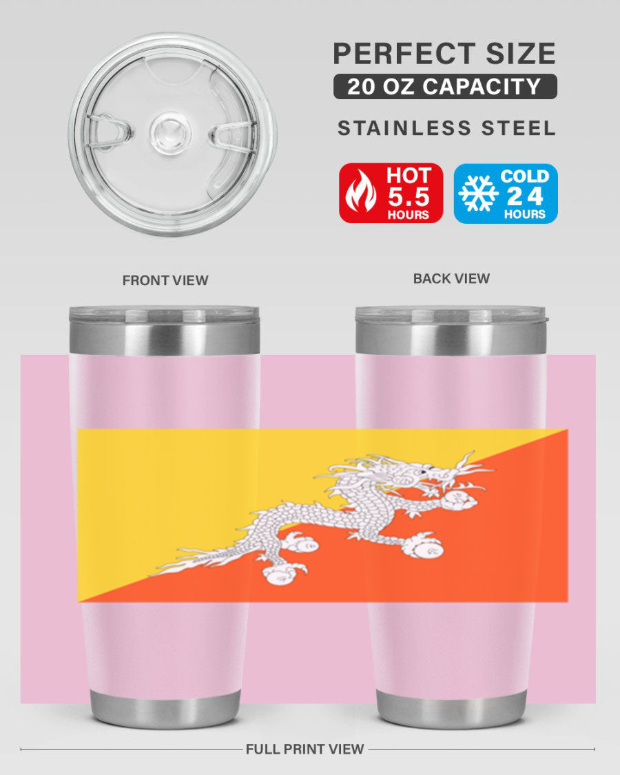 Bhutan 178# Tumbler showcasing double wall vacuum insulation and vibrant design, perfect for hot and cold beverages.