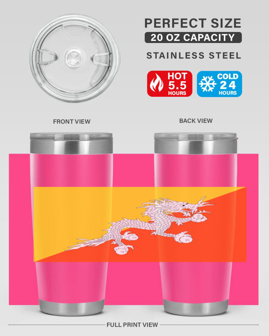 Bhutan 178# Tumbler showcasing double wall vacuum insulation and vibrant design, perfect for hot and cold beverages.