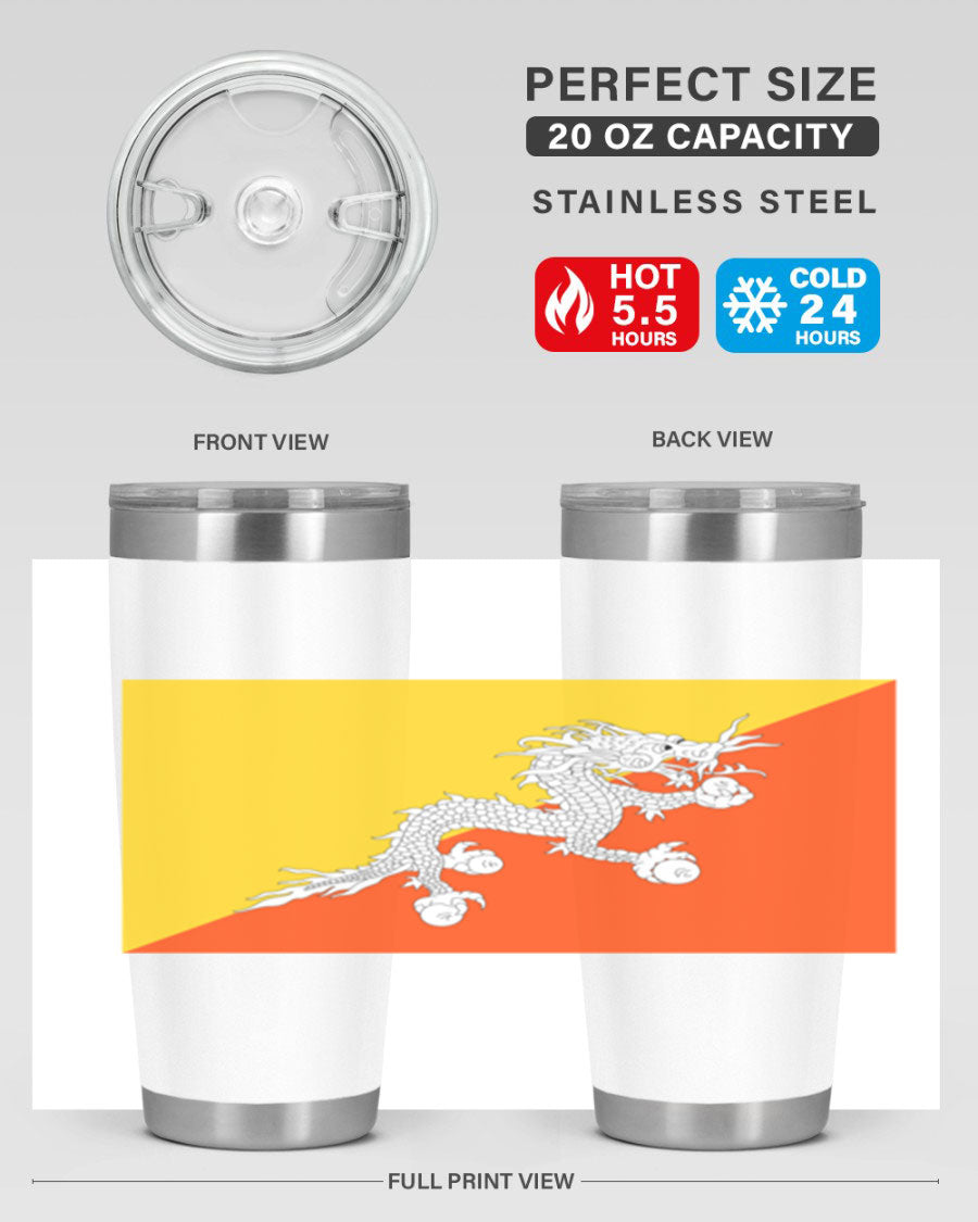 Bhutan 178# Tumbler showcasing double wall vacuum insulation and vibrant design, perfect for hot and cold beverages.