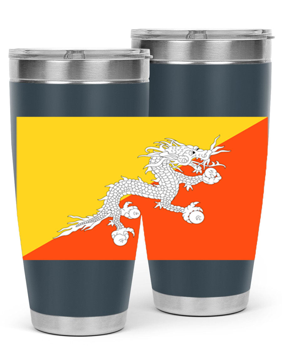 Bhutan 178# Tumbler showcasing double wall vacuum insulation and vibrant design, perfect for hot and cold beverages.