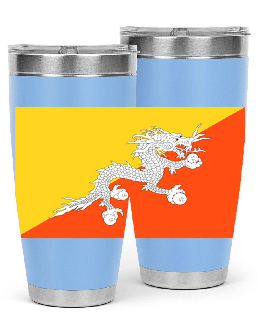 Bhutan 178# Tumbler showcasing double wall vacuum insulation and vibrant design, perfect for hot and cold beverages.