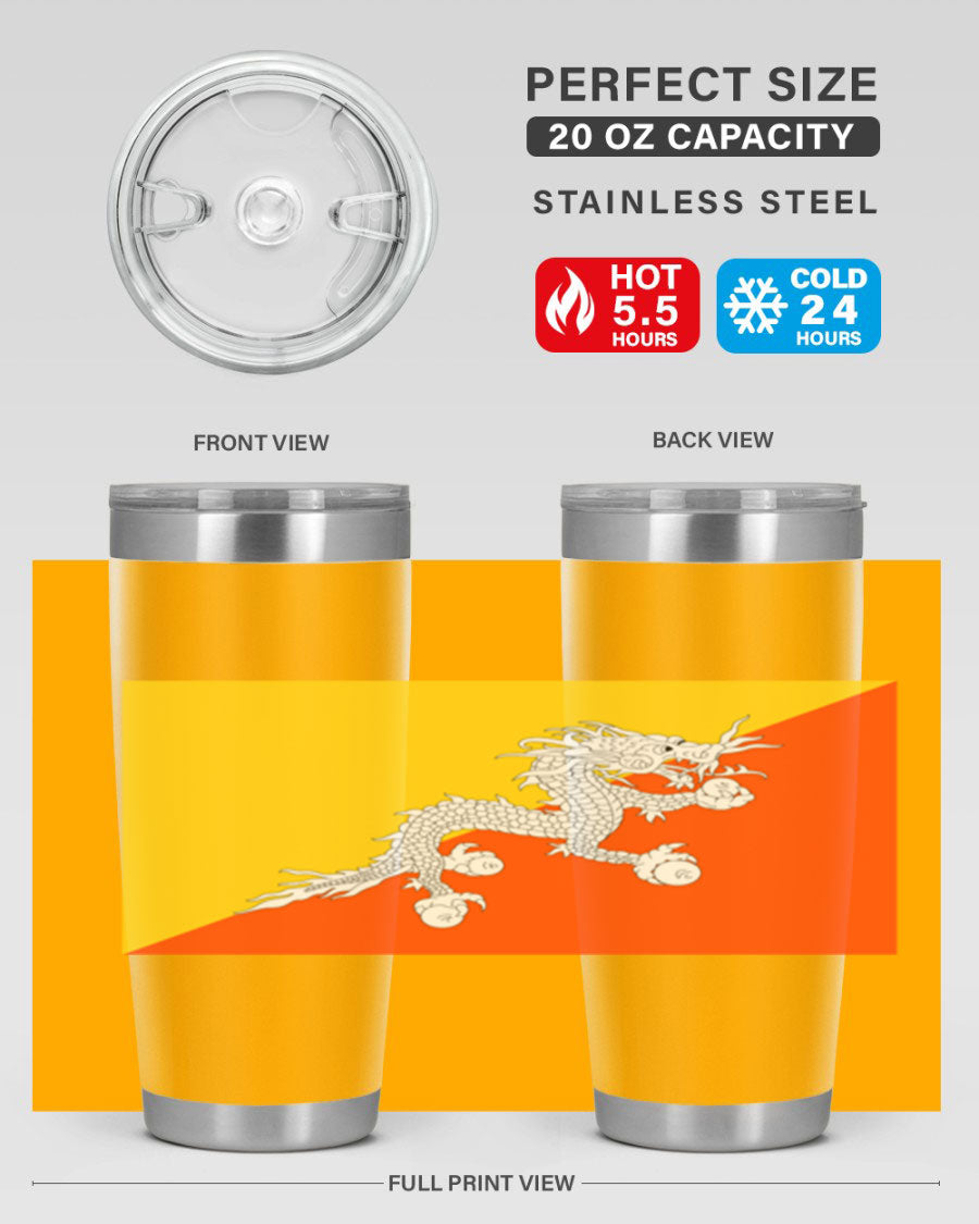 Bhutan 178# Tumbler showcasing double wall vacuum insulation and vibrant design, perfect for hot and cold beverages.