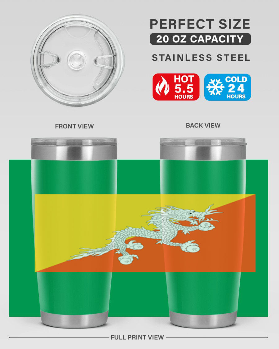 Bhutan 178# Tumbler showcasing double wall vacuum insulation and vibrant design, perfect for hot and cold beverages.