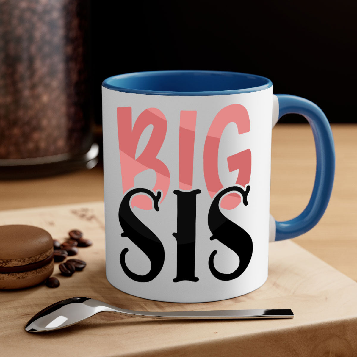 Big Sis Style 55# Mug with colorful handle and glossy finish, available in multiple colors and sizes.