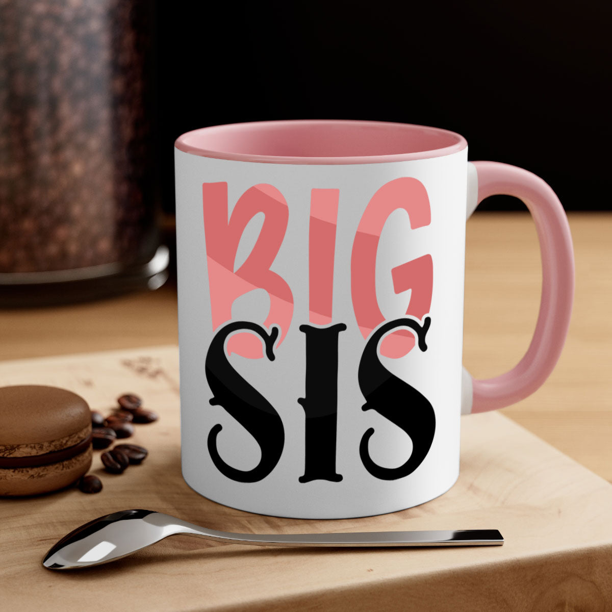 Big Sis Style 55# Mug with colorful handle and glossy finish, available in multiple colors and sizes.