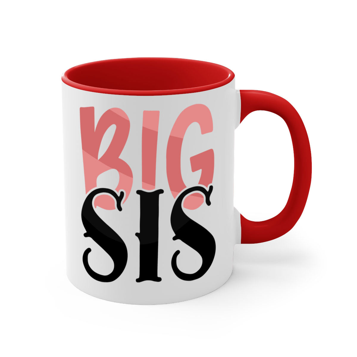 Big Sis Style 55# Mug with colorful handle and glossy finish, available in multiple colors and sizes.