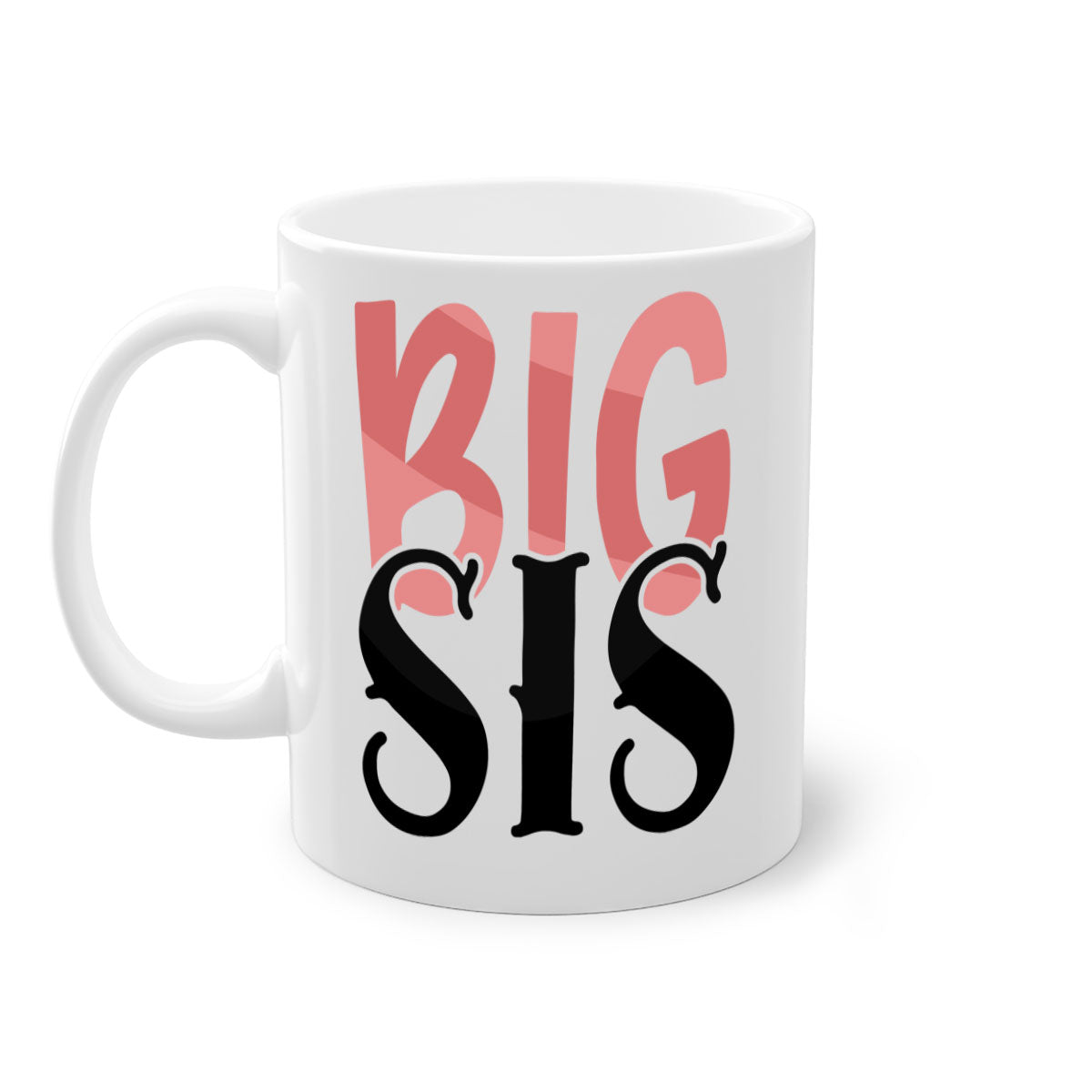 Big Sis Style 55# Mug with colorful handle and glossy finish, available in multiple colors and sizes.